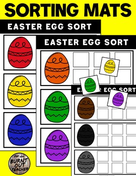 Preview of Easter Eggs Eggs Sort by Color Sorting Binder Task Fast Finisher Colors Activity