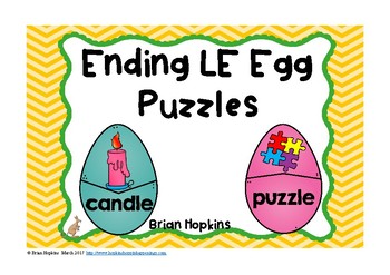 Preview of LE Ending Sounds Phonics Puzzles - Literacy Center with Easter Eggs Theme