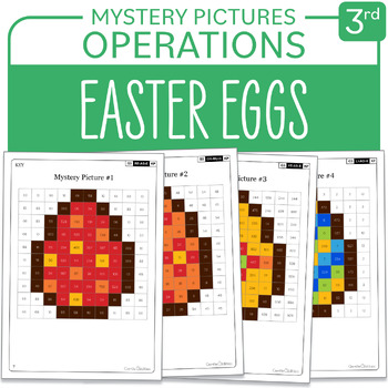 Preview of Easter Eggs Little Math Mystery Pictures Grade 3 Multiplications Divisions