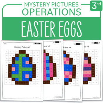 Preview of Easter Eggs Little Math Mystery Pictures Grade 3 Multiplications Divisions