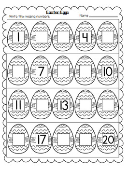 easter eggs themed practice writing missing numbers worksheets 1 100