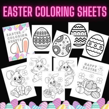 Preview of Easter Eggs and Bunny Printable Coloring Sheets