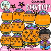 Easter Eggs and flowers Counting Clip Art. Contando flores
