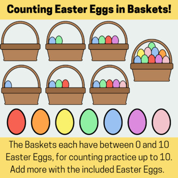 Easter Eggs In Baskets And Bushes (counting Easter Eggs) - Clipart