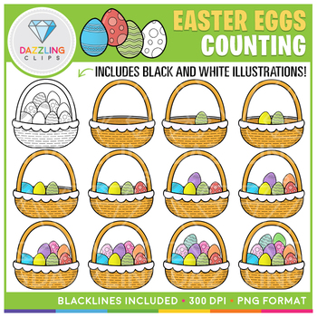 Preview of Easter Eggs in a Basket Counting Clip Art
