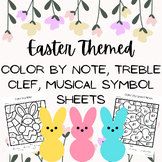 Easter Elementary Music Coloring Pages: Color by Note/Treb