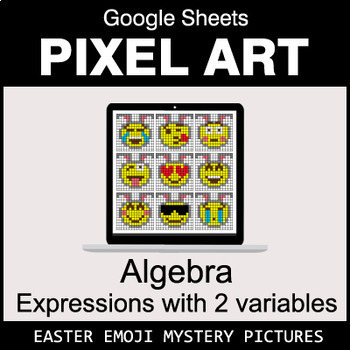 Preview of Easter Emoji - Algebra: Expressions with 2 variables - Google Sheets