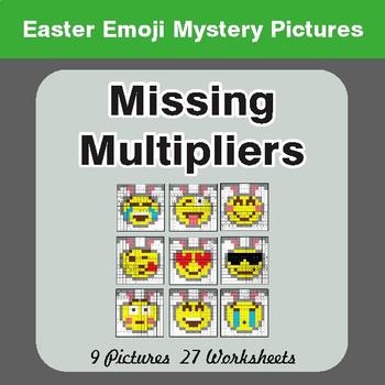 Easter Emoji Math: Missing Multipliers - Color-By-Number Math Mystery Pictures