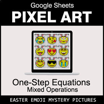 Preview of Easter Emoji - One-Step Equations - Mixed Operations - Google Sheets