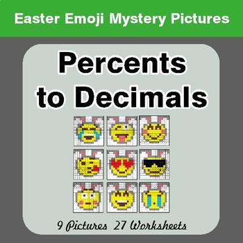 Easter Emoji: Percents to Decimals - Color-By-Number Math Mystery Pictures