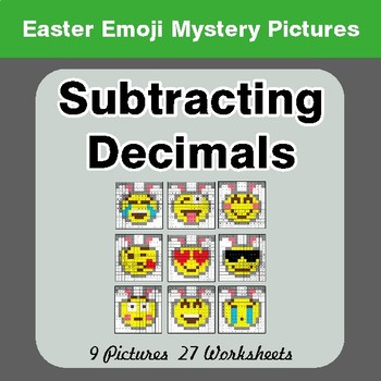 Easter Emoji: Subtracting Decimals - Color-By-Number Math Mystery Pictures