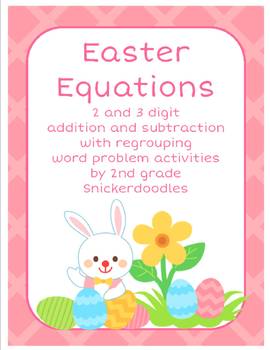 Preview of Easter Equations: 2 & 3 digit addition & subtraction word problem activities