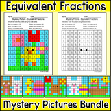 Easter Color by Equivalent Fractions Mystery Pictures - Ap