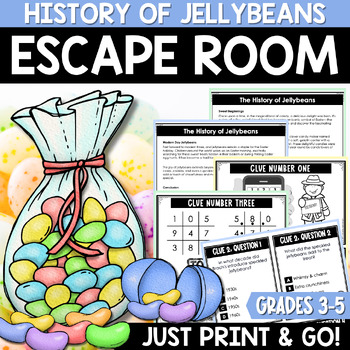 Preview of Easter Escape Room Activity / The History of Jellybeans Reading Escape Room