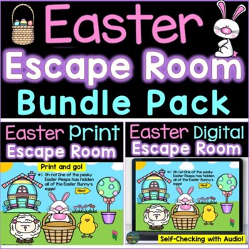 Preview of Easter Escape Room, Breakout Activity Bundle Print & Digital Boom Cards
