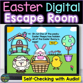 Preview of Easter Escape Room, Breakout Activity Digital Boom Cards Distance Learning