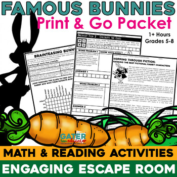 Preview of Easter Escape Room | Reading Comprehension Passage | Easter Math Worksheets