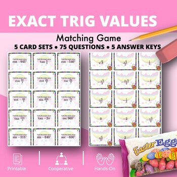 Preview of Easter: Exact Trig Values Matching Games