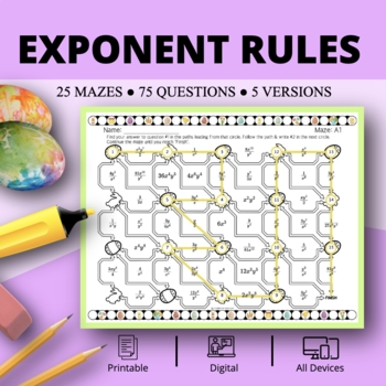 Preview of Easter: Exponent Rules Maze Activity