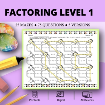 Preview of Easter: Factoring Level 1 Maze Activity