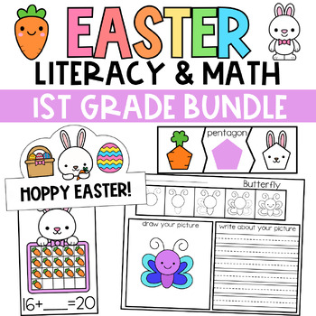 Preview of Easter First Grade Bundle | Literacy and Math | Centers