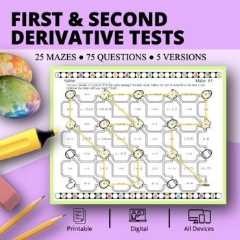 Preview of Easter: First & Second Derivative Tests Maze Activity