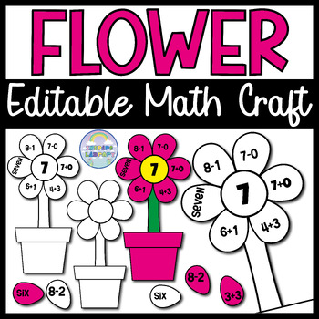 Preview of Earth Day Flower Addition Spring Math Craft Bulletin Board Editable Template