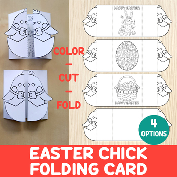Preview of Easter Folding Card, Cute Chick, Easter Craft, Cutting Activity, Coloring, DIY