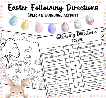 Preview of Easter Following Directions Speech and Language Activity