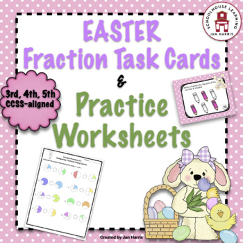 Preview of Easter Fraction Task Cards & Worksheets