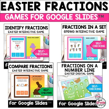 Preview of Easter Fractions Digital Math Games Bundle for Google Slides ™