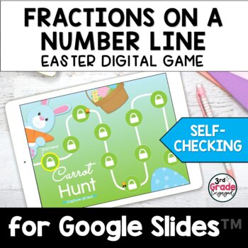 Preview of Easter Fraction Number Lines Digital Math Game for Google Slides ™