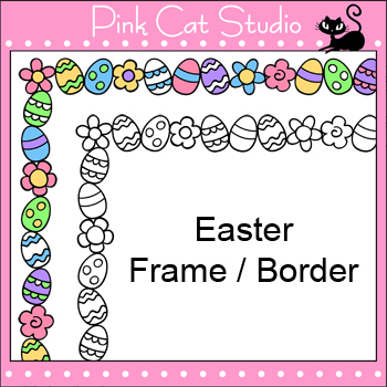 Preview of Easter Clip Art Border - Eggs and Flowers Theme
