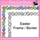 Easter Clip Art Border - Eggs and Flowers Theme