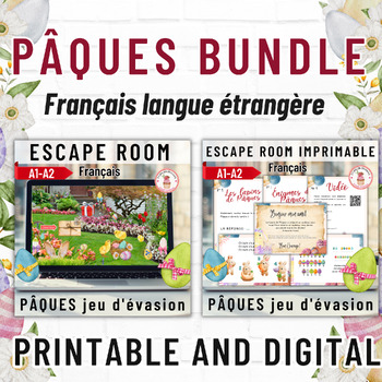 Preview of Easter French escape rooms bundle jeux d'évasion Pâques A1-A2