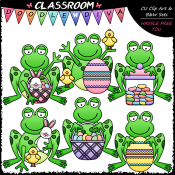 Easter Frogs - Clip Art & B&W Set by Classroom Doodle Diva
