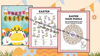 Preview of Easter Fun: Counting Eggs, Memory Games, Drawing, and Painting! (PreK-G1)