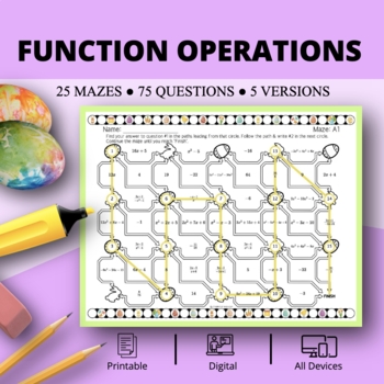 Preview of Easter: Function Operations Maze Activity