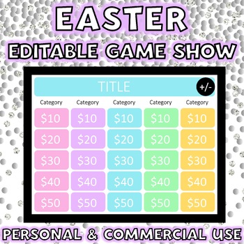 Preview of Easter Game Show Template EDITABLE Personal or Commercial Use