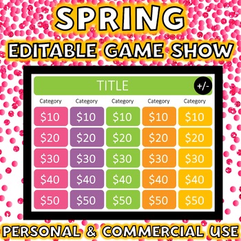 Preview of Spring Game Show Template EDITABLE Personal or Commercial Use
