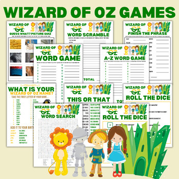 Preview of Wizard of Oz Game Bundle, Literature Games, English Language Arts Activities