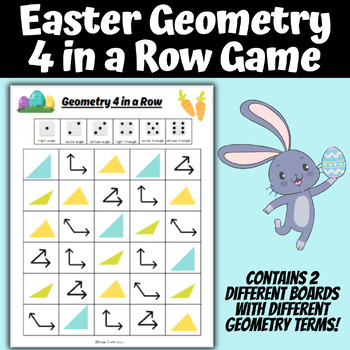 Preview of Easter Geometry 4 in a Row Game | Spring Math Centers | Easter Shapes Activity