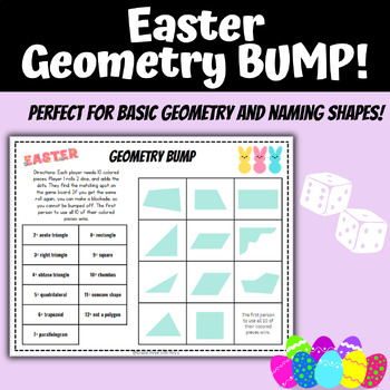 Preview of Easter Geometry BUMP Game | Spring Math Centers | Easter Shapes Activity