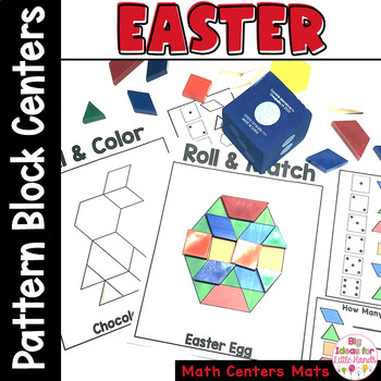 Preview of Pattern Blocks April Easter Math Games | Kindergarten Math Counting Centers