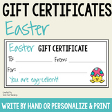 Editable Easter Gift Tags for Students - Gift Certificates