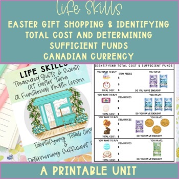 Preview of Easter Gift Shopping Identify Item Price Total Cost & Sufficient Funds Canadian
