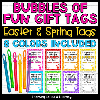 Preview of Easter Gift Tags Spring Break Gift Tags Bubbles Gift Tags Bubbles of Fun Tags