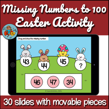 Preview of Easter Google Slides, Missing Numbers to 100 Activity, Spring April Centers
