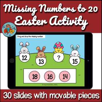 Preview of Easter Google Slides, Missing Numbers to 20 Activity, Spring April Centers