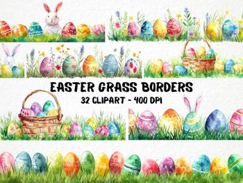 Preview of Easter Grass Borders  Clipart Graphic